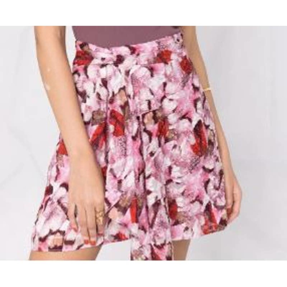 NWT IRO Paris Ruffle Trim High Waisted Aline Mini Skirt Silk Blend Size 34 US 2